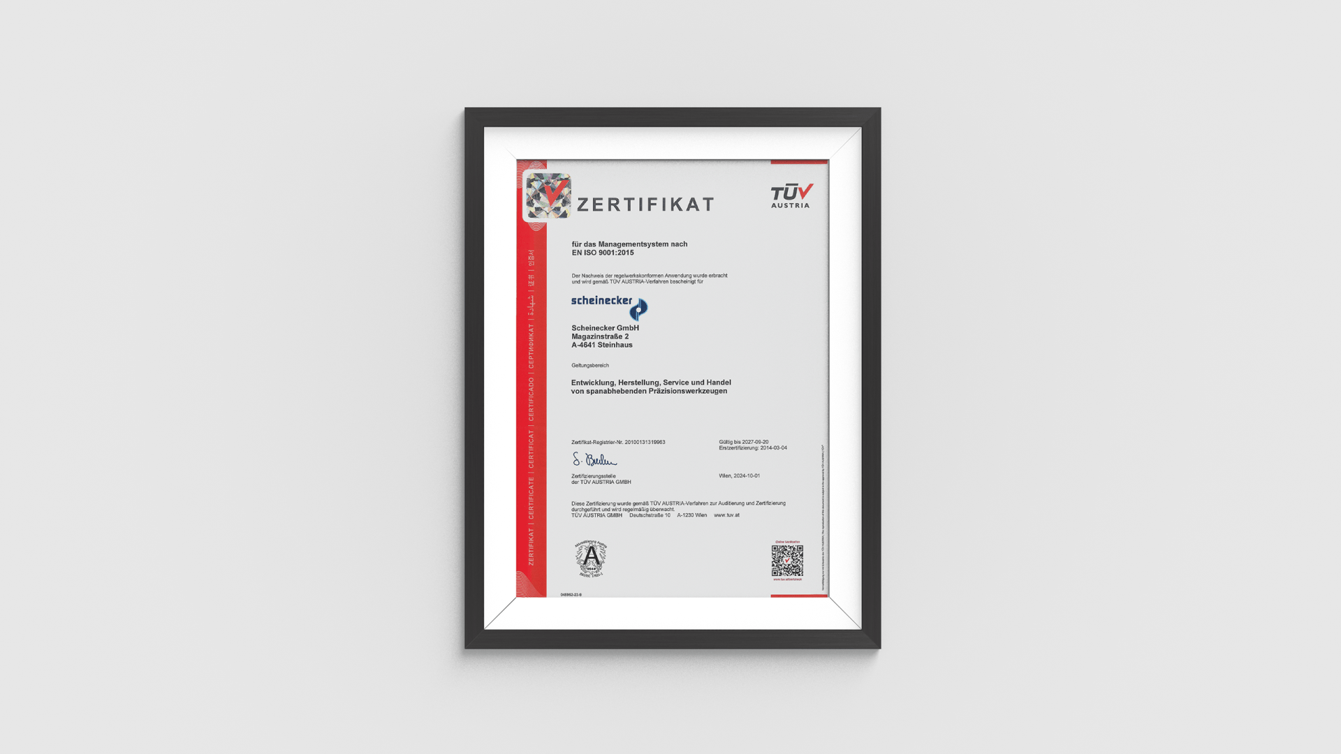 TÜV Zertifikat Scheinecker GmbH