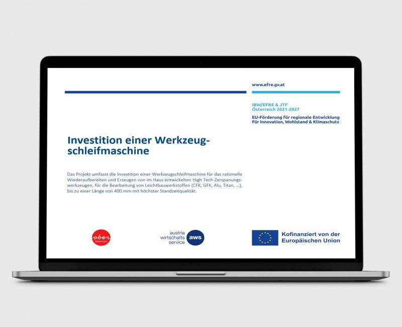 EFRE unterstützt Scheinecker bei der Investition einer Werkzeugschleifmaschine